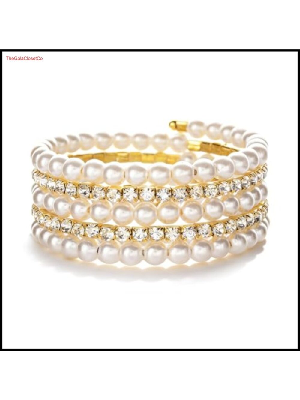 Pearl Rhinestone Stackable Bracelet Elastic Bridal Wedding Jewelry